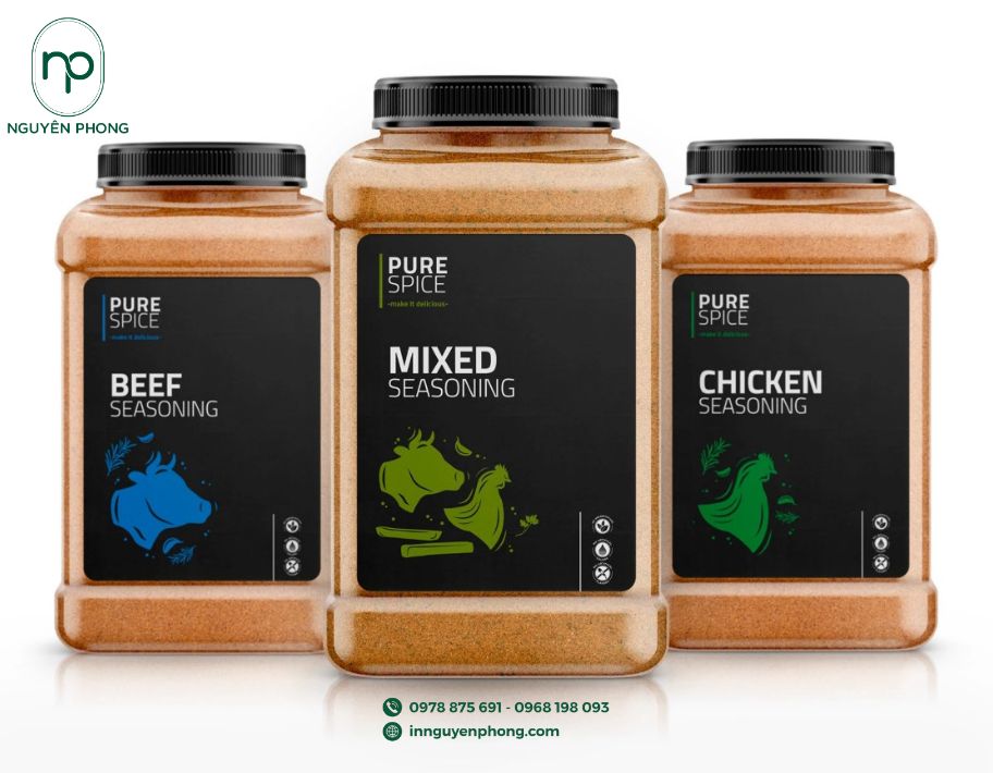 Mẫu tem dán gia vị đơn giản